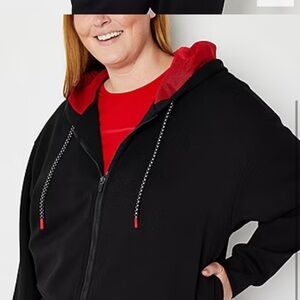 NWT-sports illustrated-0X-black-long sleeve, soft scuba, full zipped hoodie.